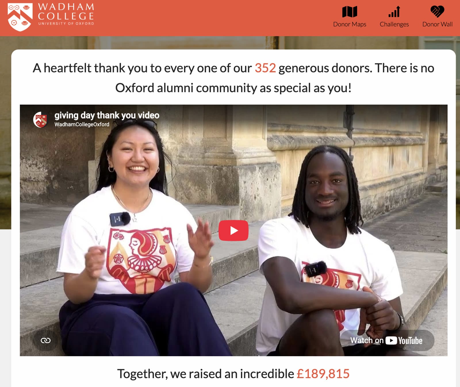 Wadham College, Oxford: £189,252 in Two Days: A Wadham College, Oxford Giving Day Story